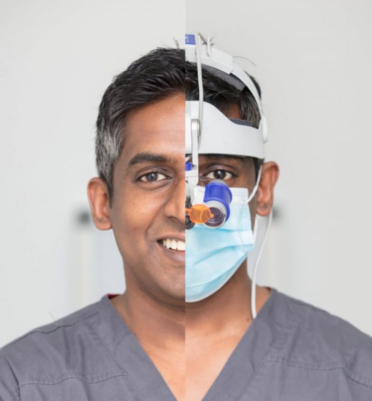 Dr Arun Thungavel with his dental gear on